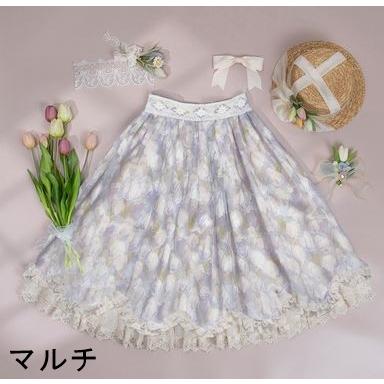 【納期40日】ロリータ服 ロリータファッションスカート 5色 miss point 春秋 春夏 ミディアム丈 ひざ丈 フレア レース シフォン 花柄の画像
