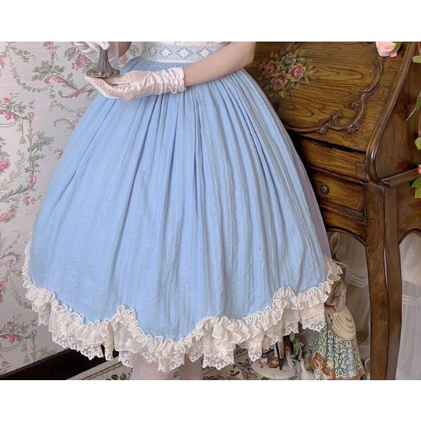 【納期40日】ロリータ服 ロリータファッションスカート 5色 miss point 春秋 春夏 ミディアム丈 ひざ丈 フレア レース シフォン 花柄の画像