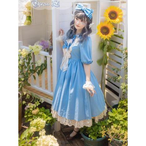 ロリータ服 ロリータファッション ドレスワンピース Elpress 春夏 通年 春秋 半袖 パフスリーブ チェック ワンピースのみ ミディアム丈 ミモ｜loliloli｜12