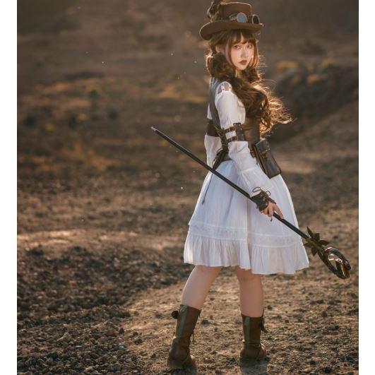 コットンワンピース Steampunk スチームパンク 秋冬 春秋 長袖