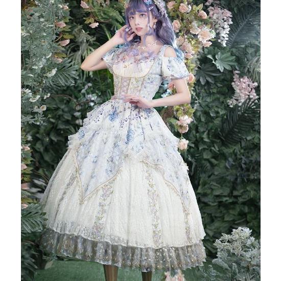 大きいサイズ オフショルダー ロリータドレス お姫様ドレス 姫ロリ 甘ロリ ドレスワンピース＋ベスト 春夏 半袖 オフショルダー クラシカル