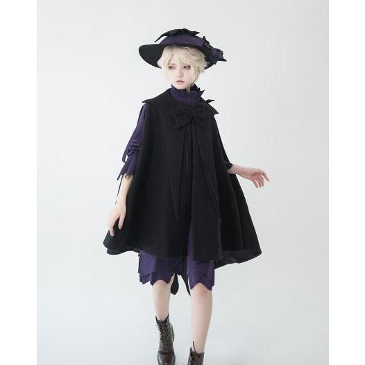 マント princess Chronicles ブラック ロング ミディアム丈 ゆったり 体型カバー クラシカル クラロリ 大きいサイズ サイズ豊富 ライトアウター アウター コートの画像