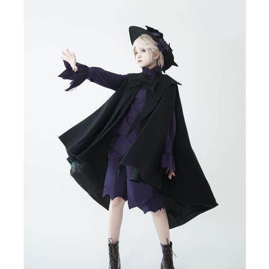 マント princess Chronicles ブラック ロング ミディアム丈 ゆったり 体型カバー クラシカル クラロリ 大きいサイズ サイズ豊富 ライトアウター アウター コートの画像