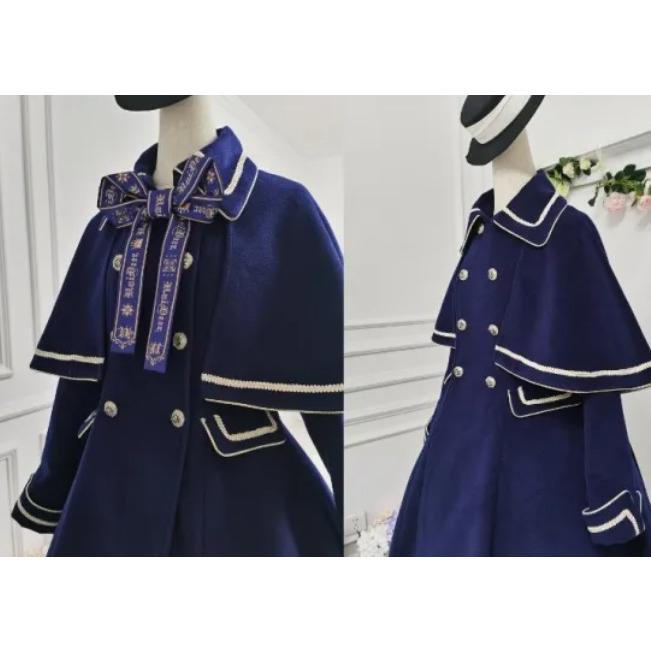 ロングコート 3way unideer アウター 秋冬 無地 可愛い クラシカル クラロリ 美シルエット 大きいサイズ サイズ豊富 ロング丈 バイカラー 大きいリボン イベントの画像
