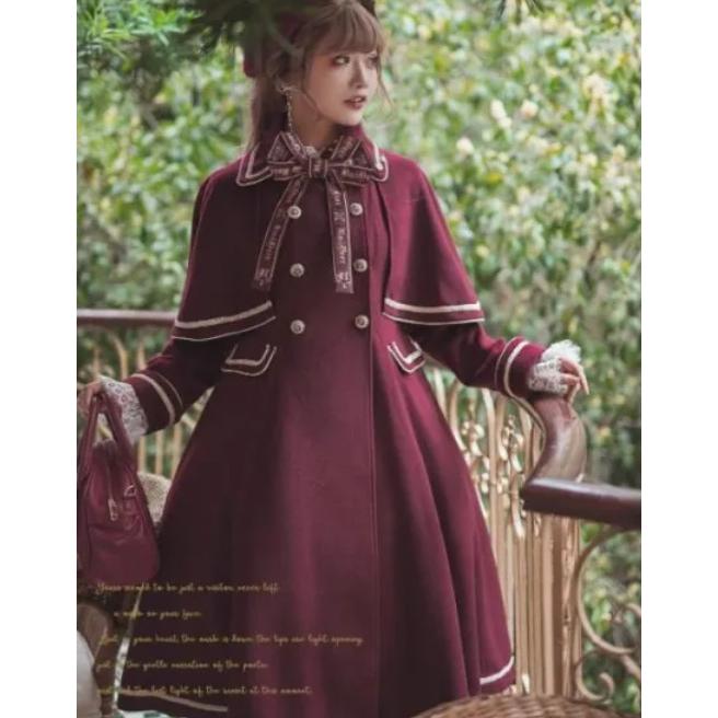 ロングコート 3way unideer アウター 秋冬 無地 可愛い クラシカル クラロリ 美シルエット 大きいサイズ サイズ豊富 ロング丈 バイカラー 大きいリボン イベントの画像
