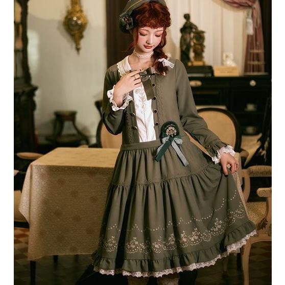 Amazon.co.jp: 【Sanjucos】 レトロ 長袖 ワンピース 制服 ドレス