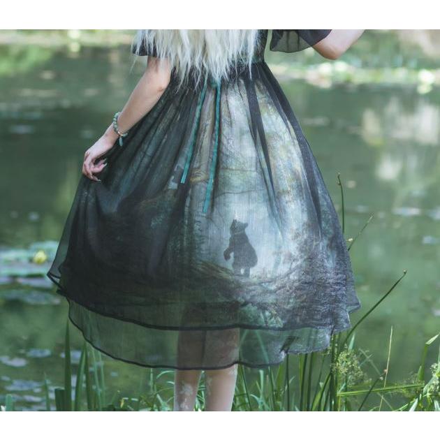 納期40日】森のくま スカート Lo−cyan lolita ミディアム丈