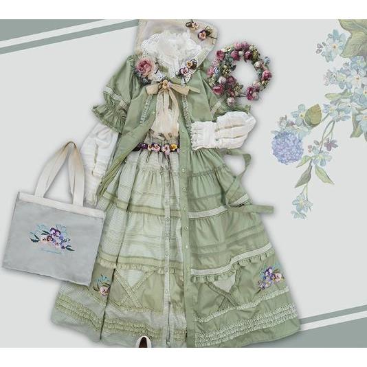 ワンピース 3色 春夏 春秋 甘ロリ 森ガール 花柄 小花柄 半袖 姫