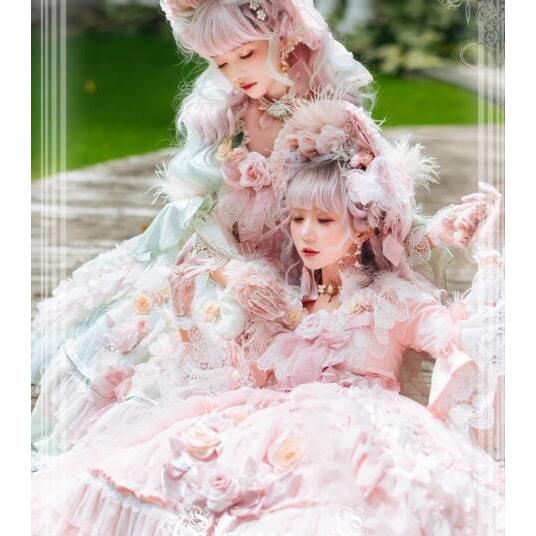 ❤️サエラ★さえら★アキアカネ★可愛い★リボンとフリル★楕円形の大きなクッション ドレスワンピース Elpress L 青木美沙子さんコラボ 七分袖 ミディアム