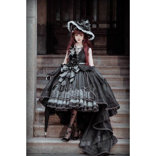 トワルドロココブーケ フリルリボンジャンパースカート(ブラック) トワルドロココブーケ フリルリボンジャンパースカート ブラック