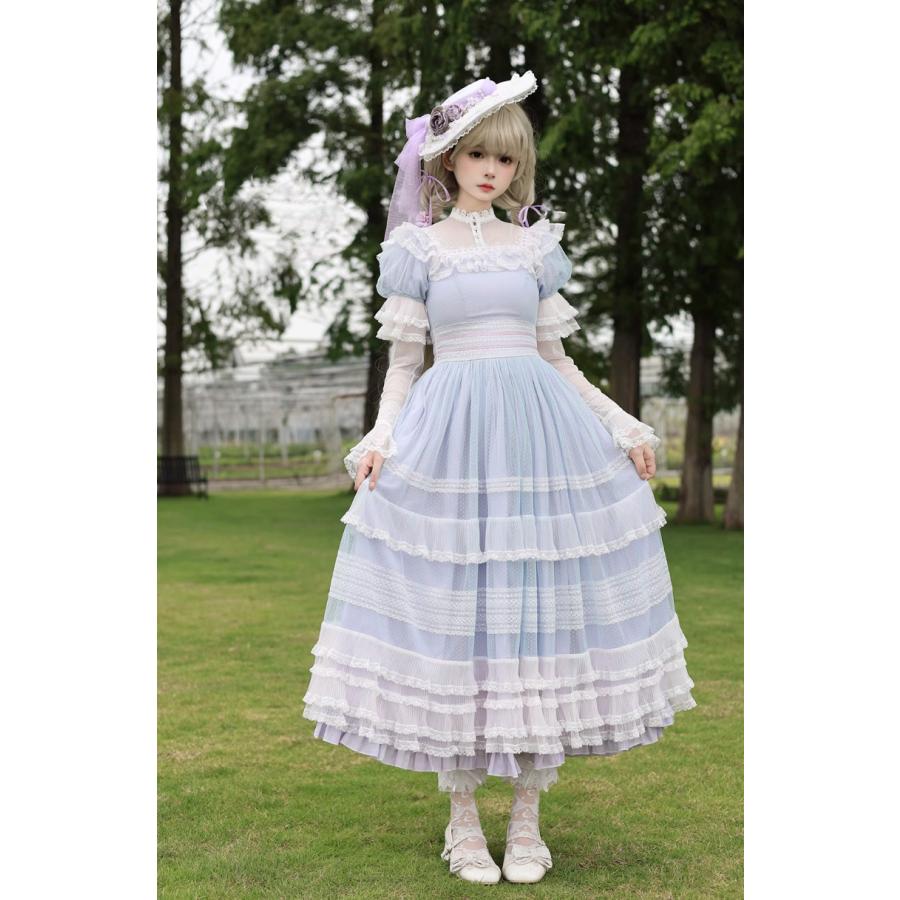 ゴスロリファッション ゴスロリ ワンピースのみ ギャザー ひだ 3色