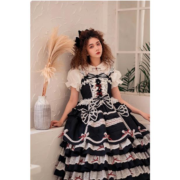 ロリータファッション ジャンパースカート のみ 5色 リボン たっぷり