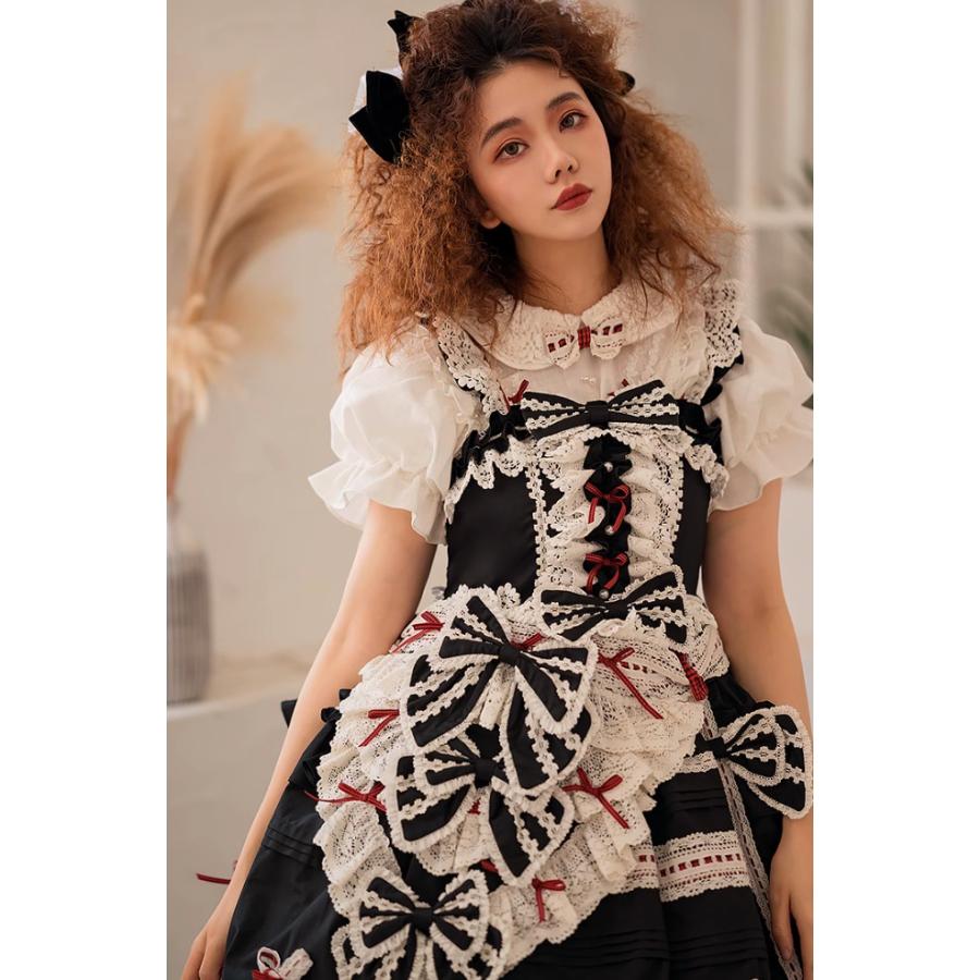 ロリータファッション ジャンパースカート のみ 5色 リボン たっぷり