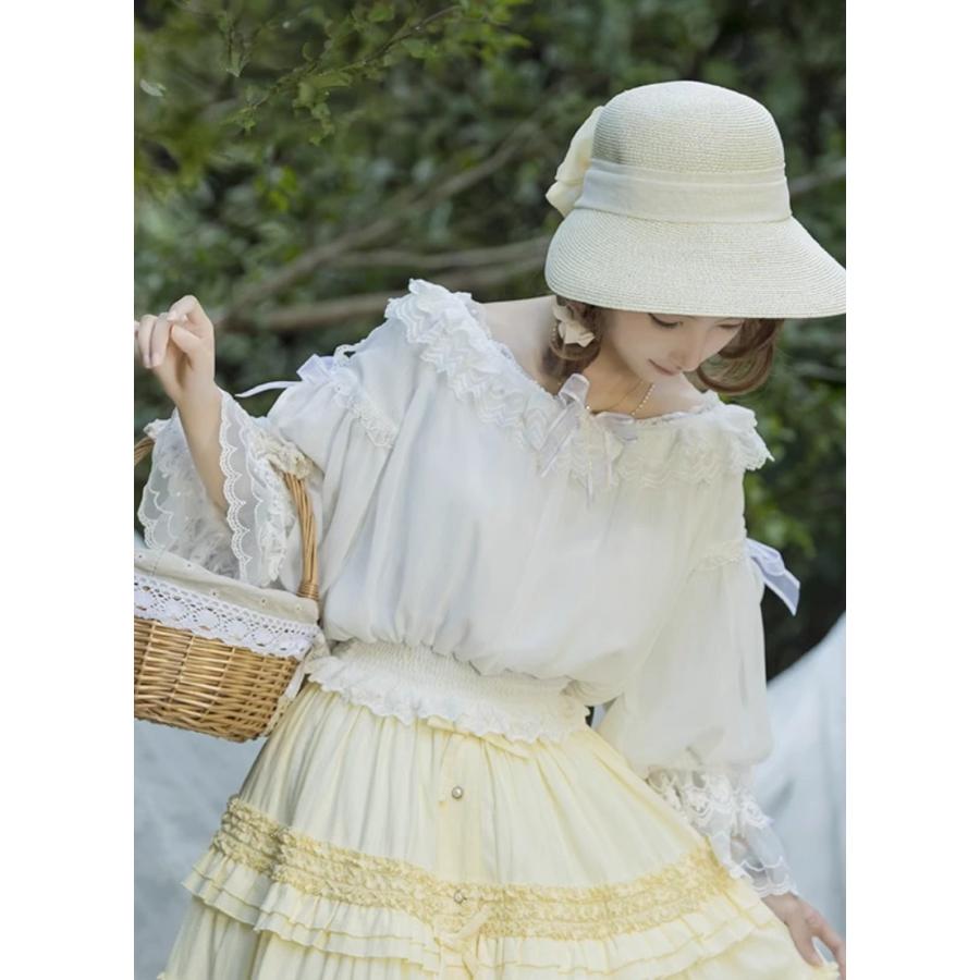 クラシカルロリータ クラロリ ブラウス のみ 2色 フリル パフスリーブ