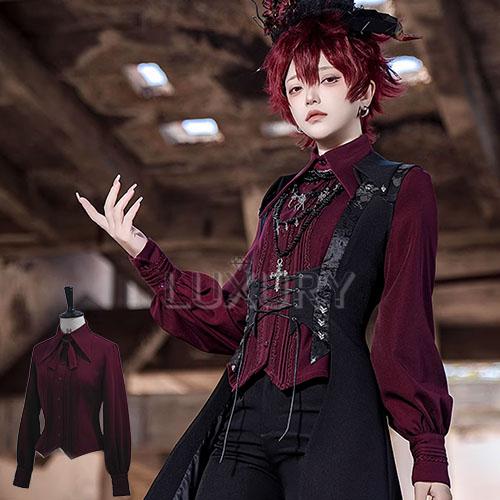 納期130日】男装 皇子 ブラウス シャツ のみ 王子系 エレガント ワイン