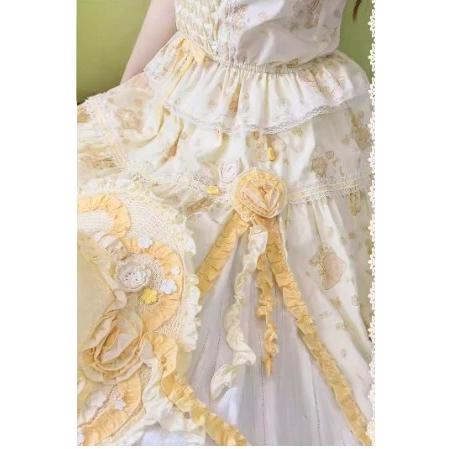 ロリータファッション スカート のみ 4色 花柄 レース ひざ下丈 ミモレ
