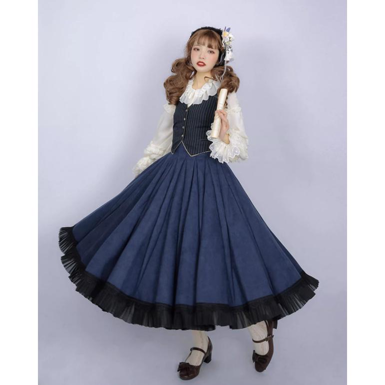 クラシカルロリータ クラロリ スカート のみ 5色 ロング丈 ハイウエスト 文学少女 レトロ 上品 優雅 ガーリー フェミニン 秋冬コーデ デイリー お茶会の画像