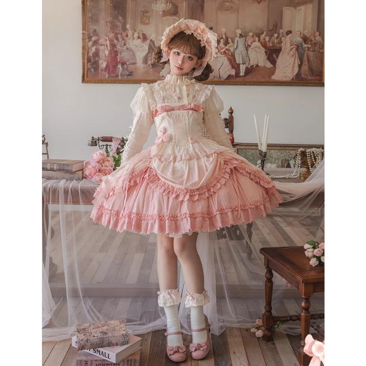 ロリータ ジャンスカ ピンク 甘ロリ 【シュガーガール】 甘ロリ ジャンパースカート のみ 3色 グラデーション ショート丈
