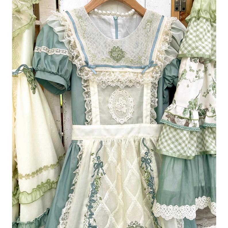 ロリータファッション ワンピース のみ フリル ひざ丈 ミディアム