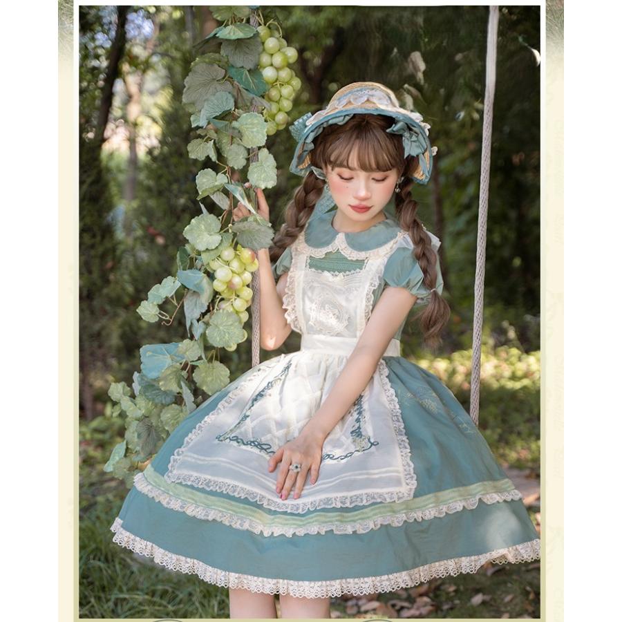 ロリータファッション エプロン のみ フリル レース 刺繍 森
