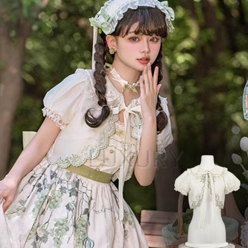 ロリータファッション カーディガン のみ 半袖 りぼん レース 森ガール