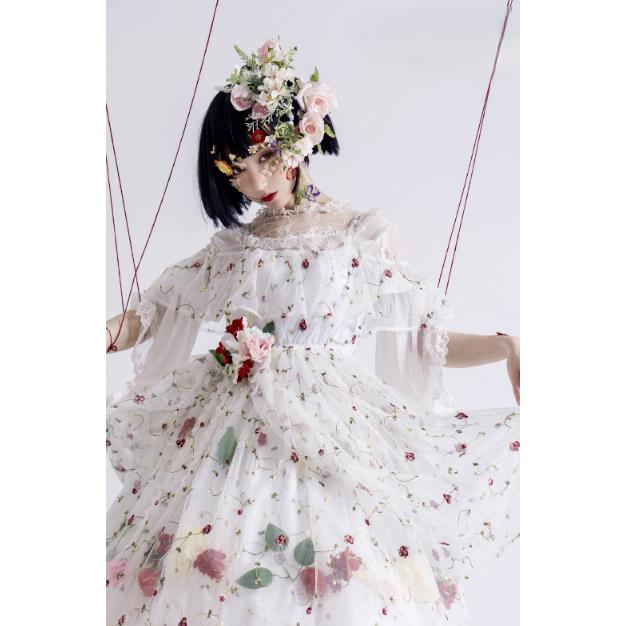 ロリータファッション 甘ロリ ジャンパースカート +花モチーフクリップ