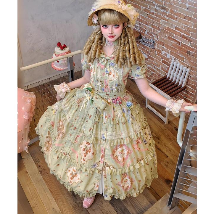 花柄　ワンピース コスプレfree size ロリータ 可愛い 納期40日】ロリータ服 ロリータファッションワンピース 4色 miss point