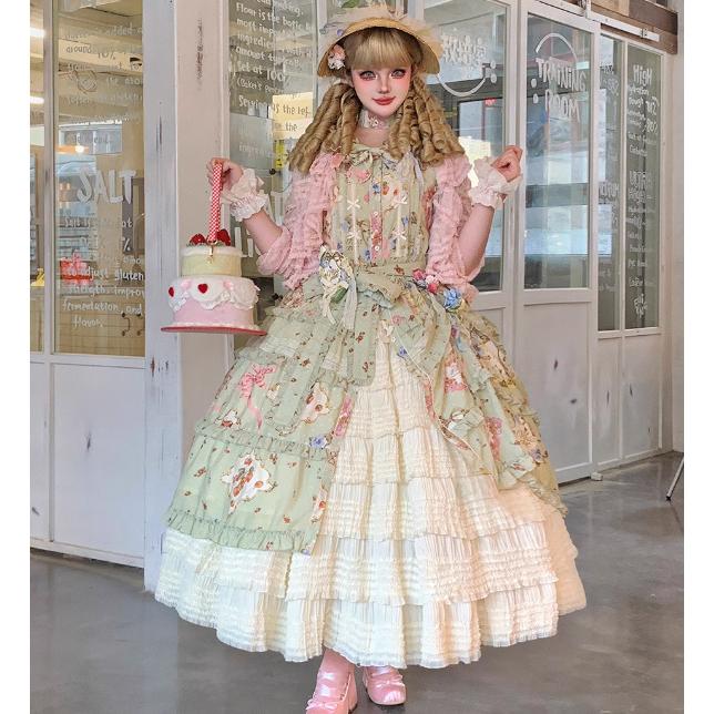 納期40日】ロリータファッション ワンピース ポケット付き 花柄 お花