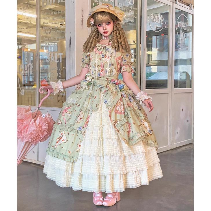 花柄　ワンピース コスプレfree size ロリータ 可愛い 納期40日】ロリータ服 ロリータファッションワンピース 4色 miss point