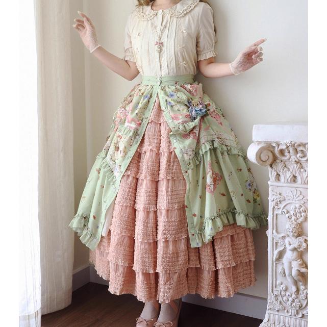 納期40日】ロリータファッション スカート のみ 花柄 お花 フリル