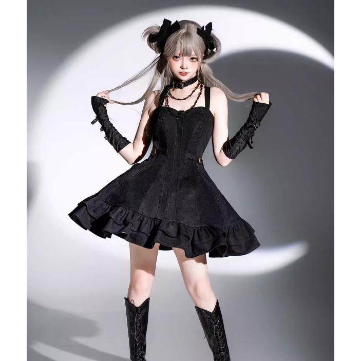 スチームパンク steampunk ジャンパースカート のみ パイソン柄 デニム
