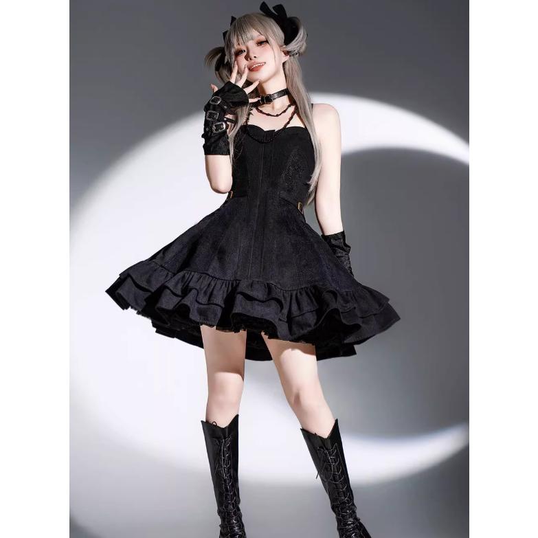 スチームパンク steampunk ジャンパースカート のみ パイソン柄 デニム