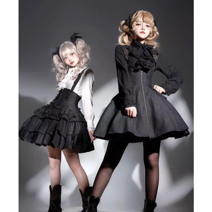 スチームパンク steampunk デニム ジャンパースカート のみ ミニ丈