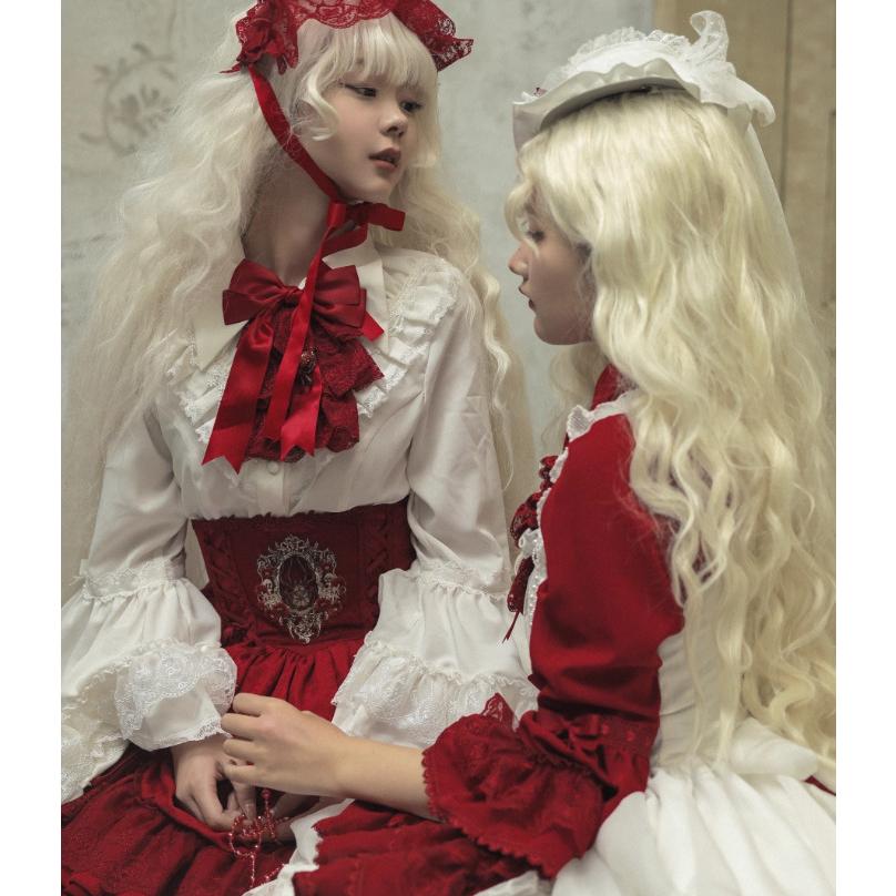 ロリータファッション ゴスロリ ブラウス のみ 3色 フリル 長袖 姫袖