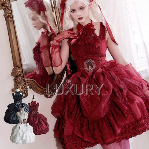 ゴスロリファッション ゴスロリ ジャンパースカート のみ 3色 ミニ丈