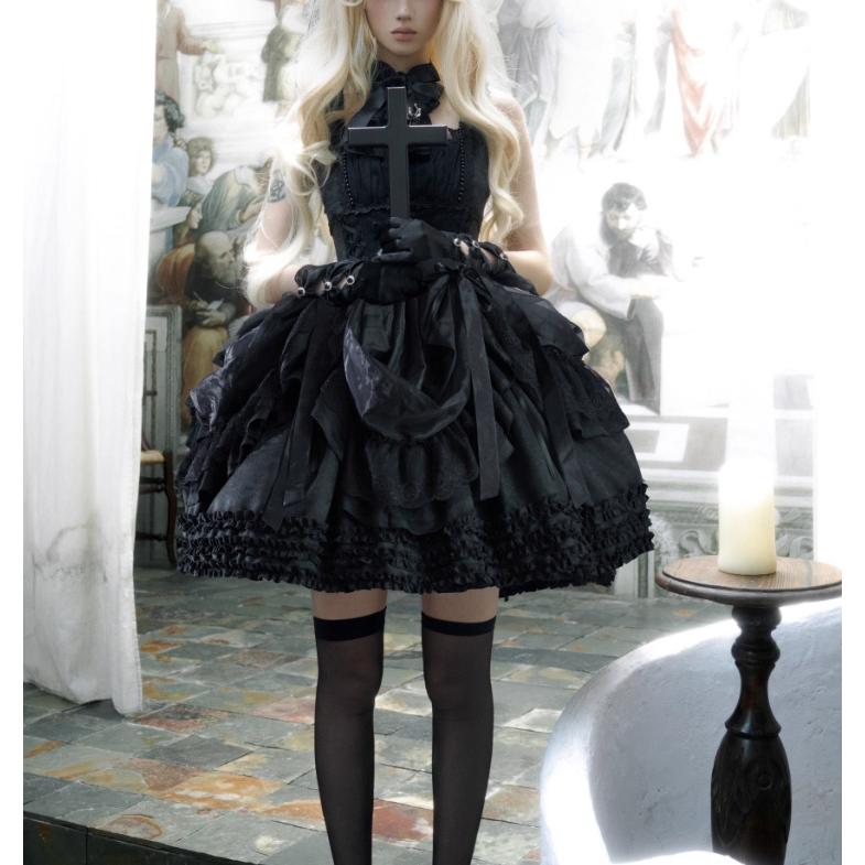 ゴスロリファッション ゴスロリ ジャンパースカート のみ 3色 ミニ丈