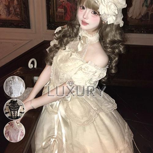 ロリータ 甘ロリ オフショルダー パフスリーブ コルセットトップス