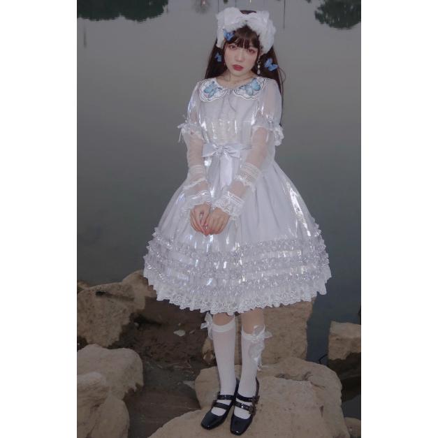 ロリータファッション 甘ロリ ワンピース のみ 4色 ひざ下丈 ミモレ丈