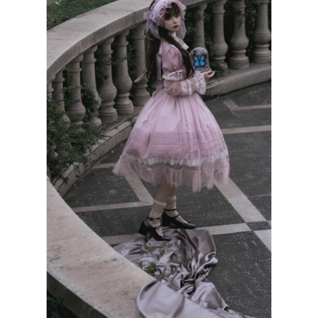 ロリータファッション 甘ロリ ワンピース のみ 4色 ひざ下丈 ミモレ丈