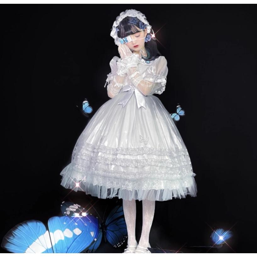 ロリータファッション 甘ロリ ワンピース のみ 4色 ひざ下丈 ミモレ丈
