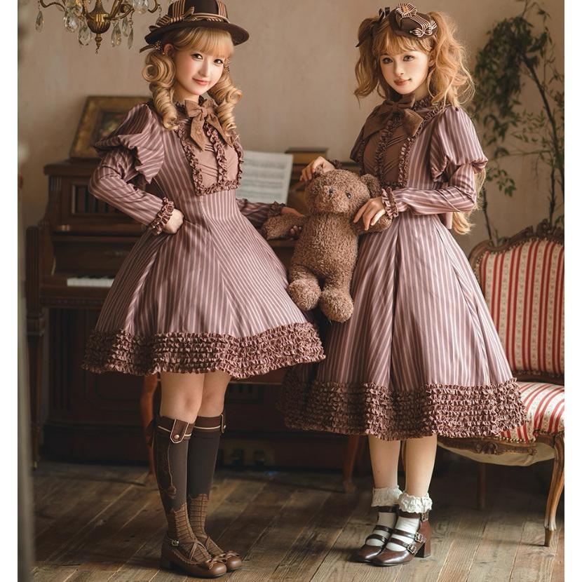 納期40日】クラロリ ワンピース +リボンブローチ のみ チョコレート