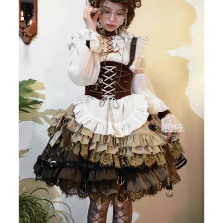 ロリータファッション スカート+装飾チェーン のみ 膝丈 ひざ丈
