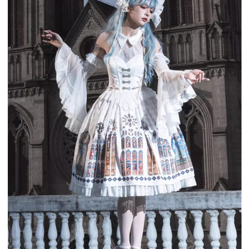 ロリータファッション ゴシック ジャンパースカート のみ 刺繍 膝丈