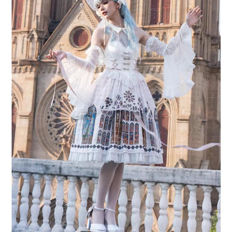 ロリータファッション ゴシック ジャンパースカート のみ 刺繍 膝丈