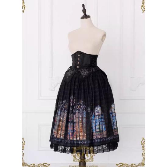 ロリータファッション スカート + コルセット付き 彩色 ステンドグラス