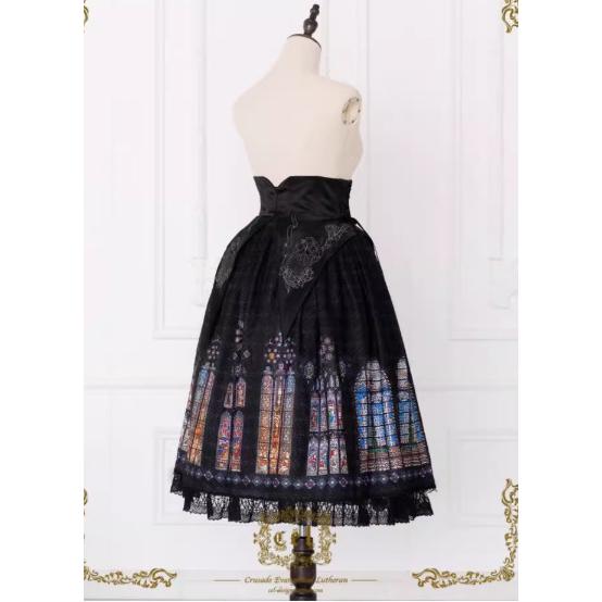 ロリータファッション スカート + コルセット付き 彩色 ステンドグラス