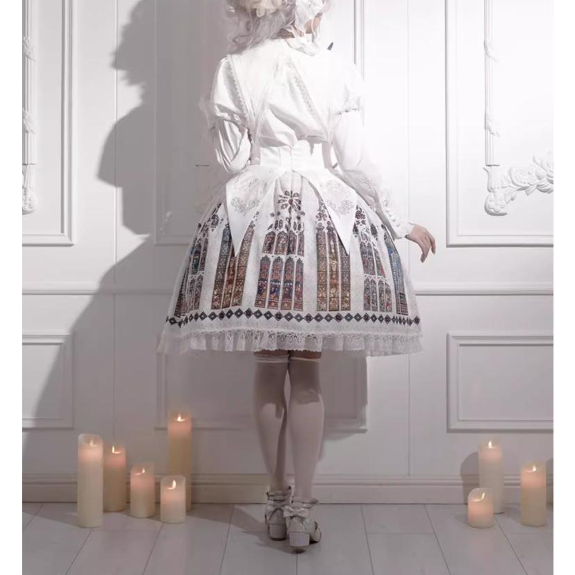 ロリータファッション スカート + コルセット付き 彩色 ステンドグラス