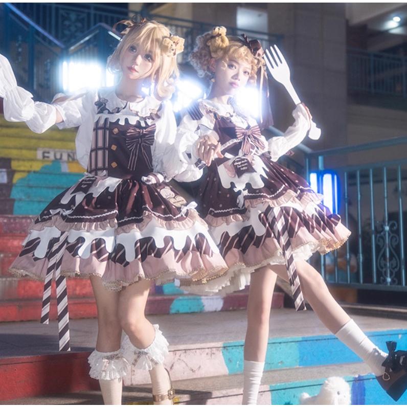 クラシカルロリータ クラロリ ジャンパースカート + インナー 付け袖