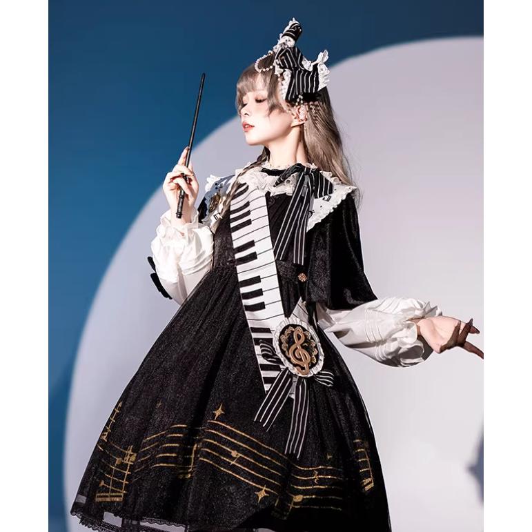 パンク ワンピース+ ケープ + サッシュベルト 徽章 ブローチ 5点セット