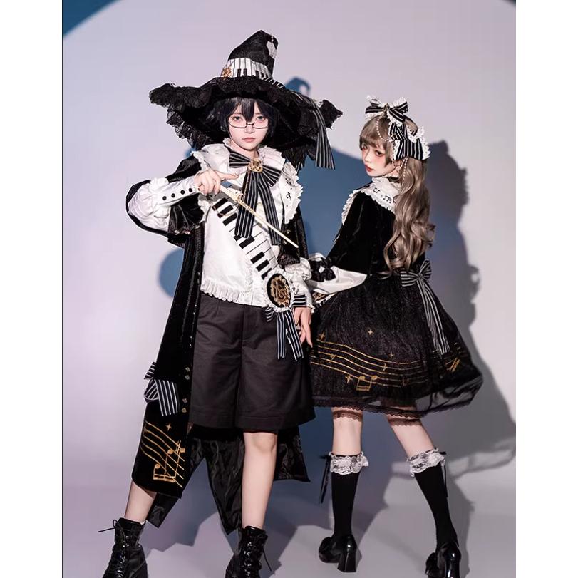 パンク ワンピース+ ケープ + サッシュベルト 徽章 ブローチ 5点セット